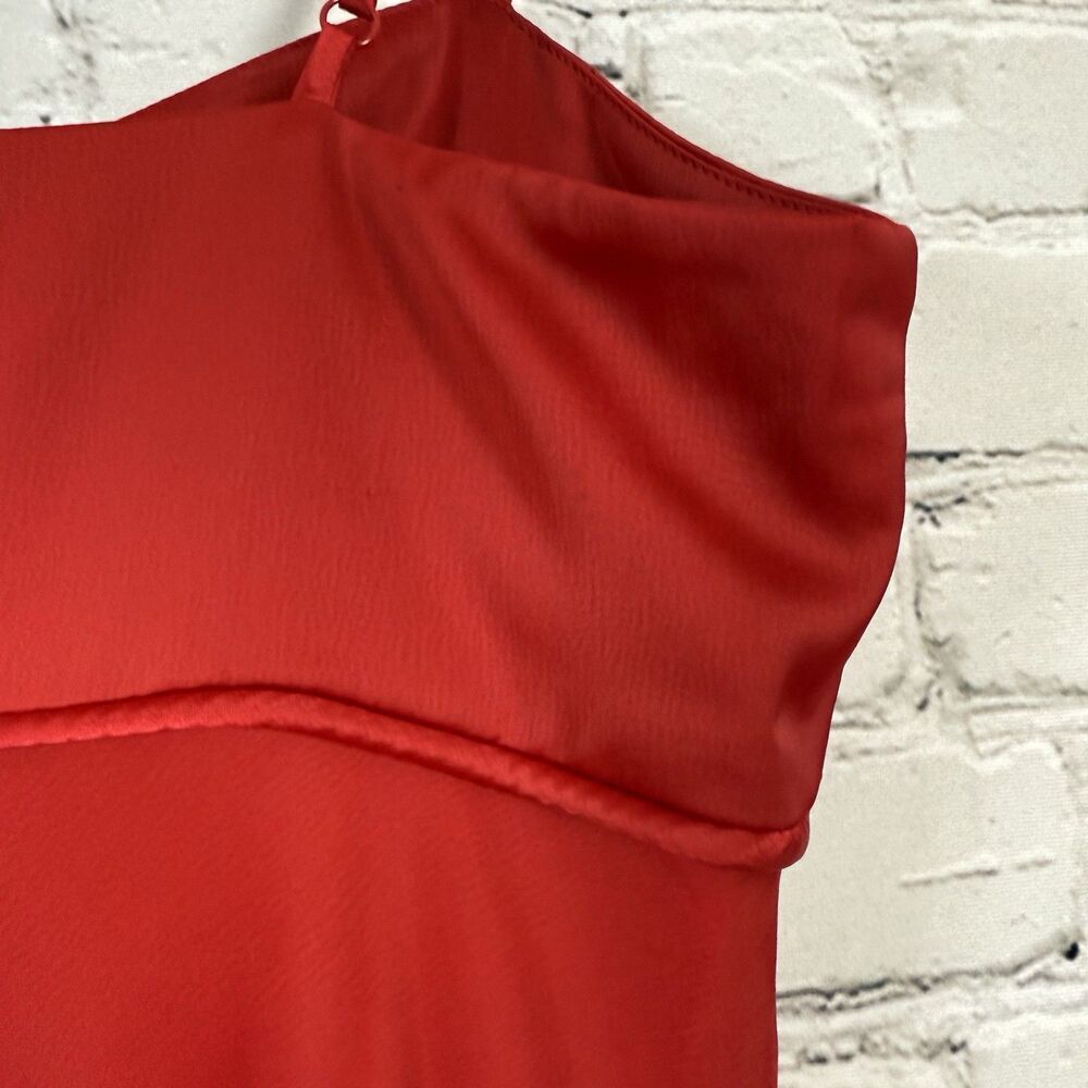 WAYF Red Empire Waist Satin Slip Midi Dress Party Cocktail NWT - Picture 12 of 14